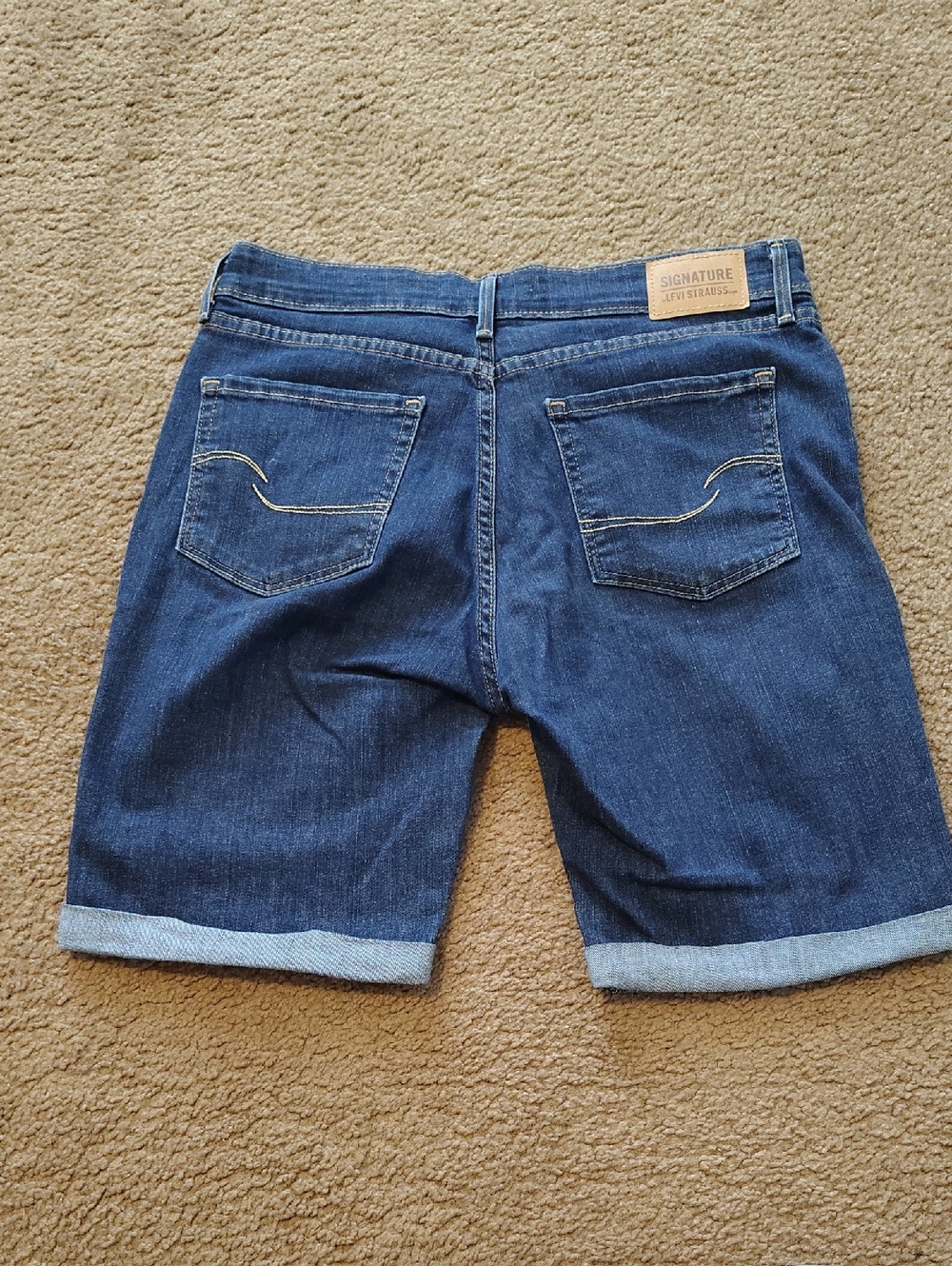 Levi's Dark Blue Denim Bermuda Shorts with Copper Button